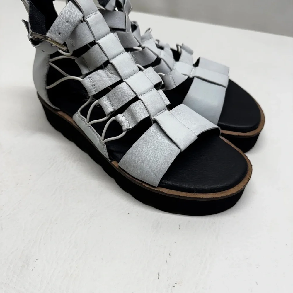 Free people platform sunrise Women's gray Gladiator Sandals Sz 37 US 6.5/7